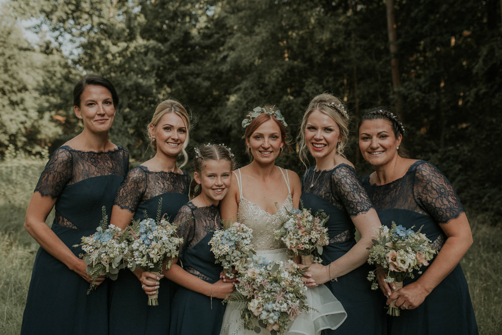 Bridesmaids Bridesmaid Dress Dresses Lace Captains Wood Barn Wedding Megan Elle Photography