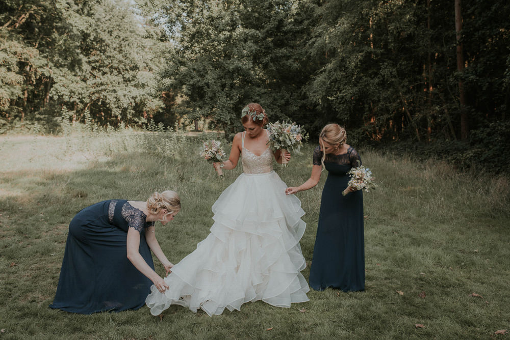 Bride Bridal Dress Gown Princess Ruffle Straps Captains Wood Barn Wedding Megan Elle Photography