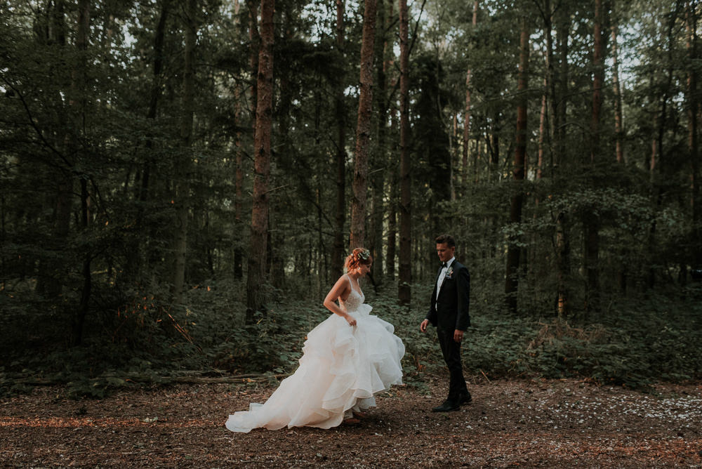Bride Bridal Dress Gown Princess Ruffle Straps Captains Wood Barn Wedding Megan Elle Photography