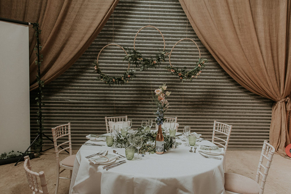 Hanging Hoops Wreaths Foliage Decor Decoration Backdrop Captains Wood Barn Wedding Megan Elle Photography