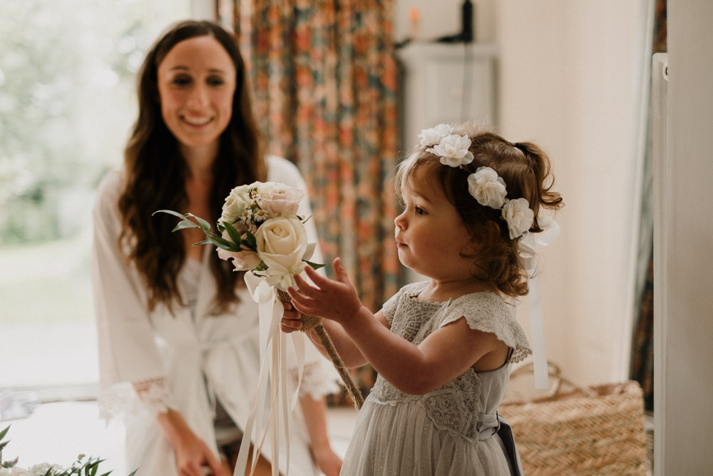 Flower Girl Crown Wand Lace Casterley Barn Wedding Stuart Dudleston Photography