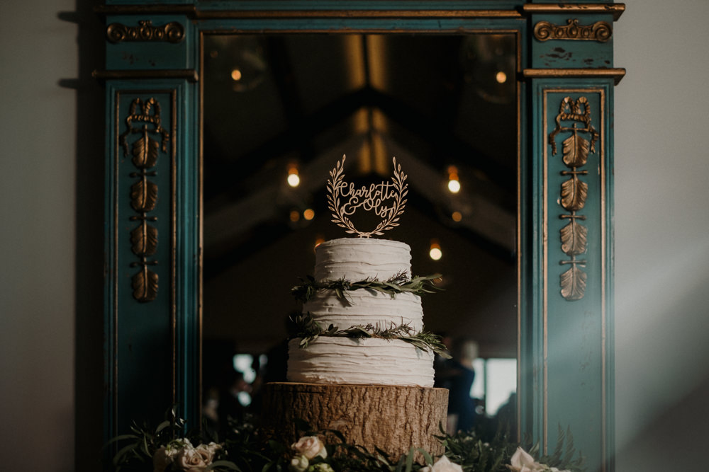 Cake Buttercream Log Slice Laser Cut Topper Rosemary Casterley Barn Wedding Stuart Dudleston Photography