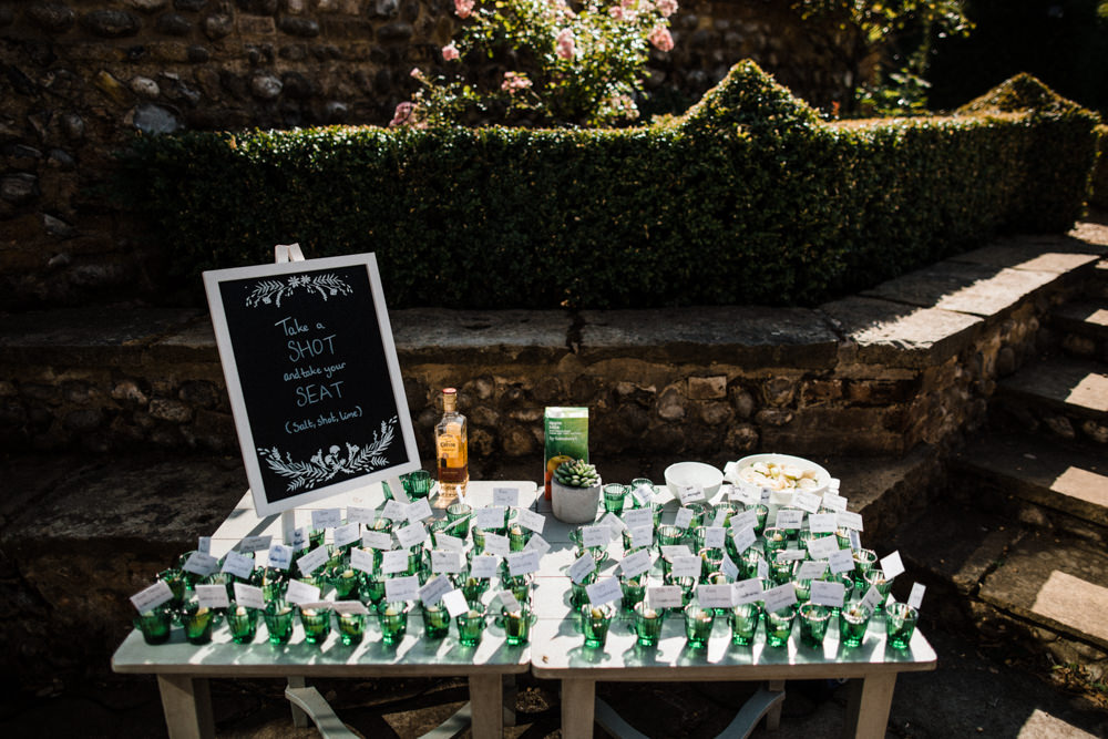 Take a Shot Escort Cards Mexican Chaucer Barn Wedding Through The Woods We Ran