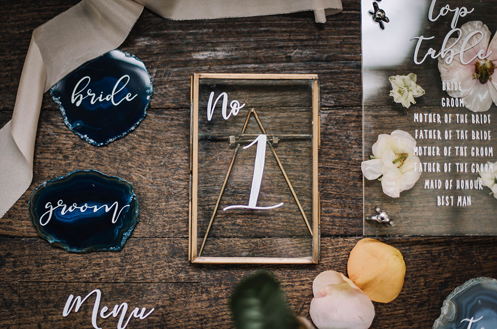 Table Name Number Clear Perspex Acrylic Glass Frame Calligraphy Coral Floral Wedding Ideas Birgitta Zoutman Photography