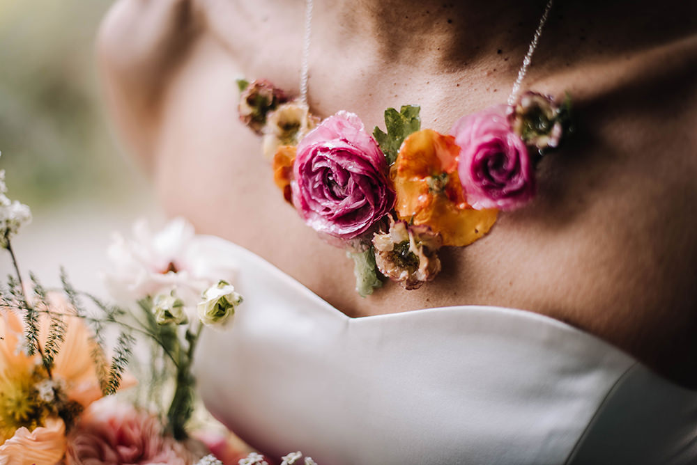Flower Necklace Bride Bridal Accessory Jewellery Coral Floral Wedding Ideas Birgitta Zoutman Photography