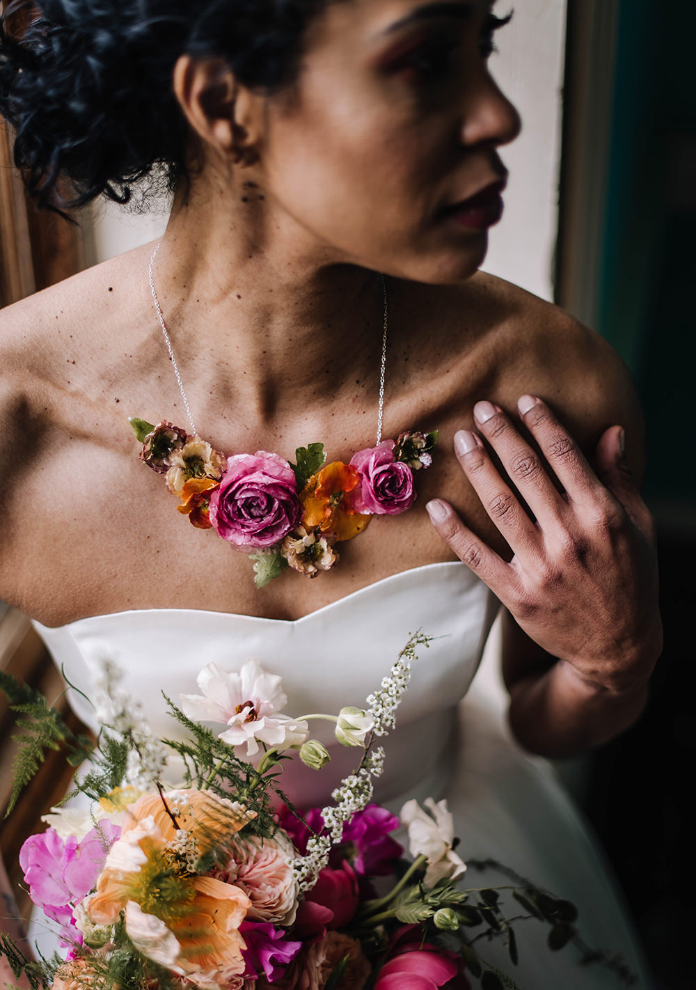 Flower Necklace Bride Bridal Accessory Jewellery Coral Floral Wedding Ideas Birgitta Zoutman Photography