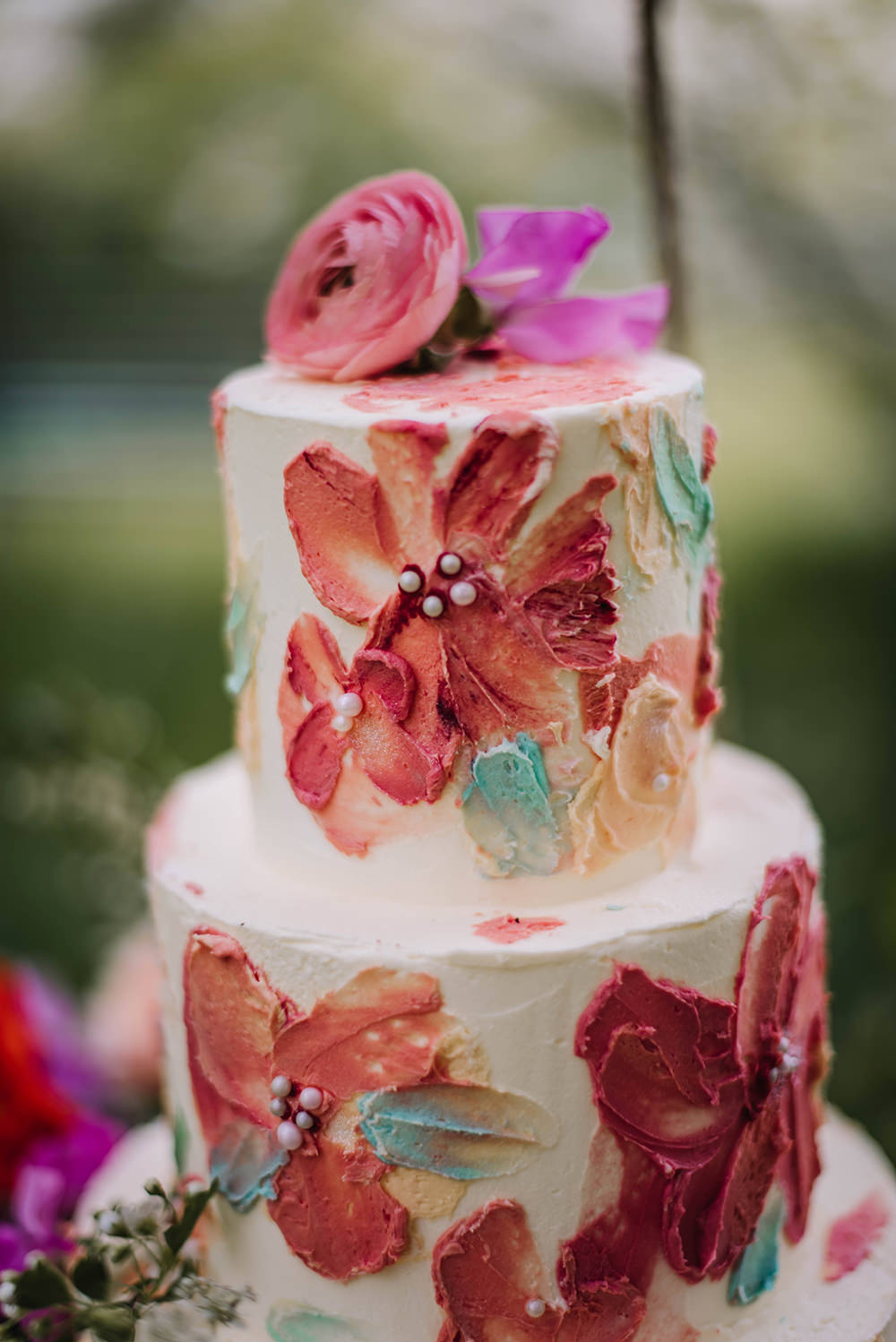 Brush Stroke Palette Artistic Cake Coral Floral Wedding Ideas Birgitta Zoutman Photography