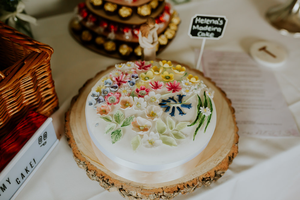 Floral Iced Cake DIY Village Hall Wedding PhotoBart