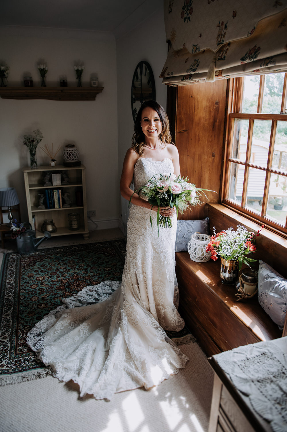 Bride Bridal Dress Gown Lace Train Rosa Clara Deepdale Farm Wedding Kazooieloki Photography