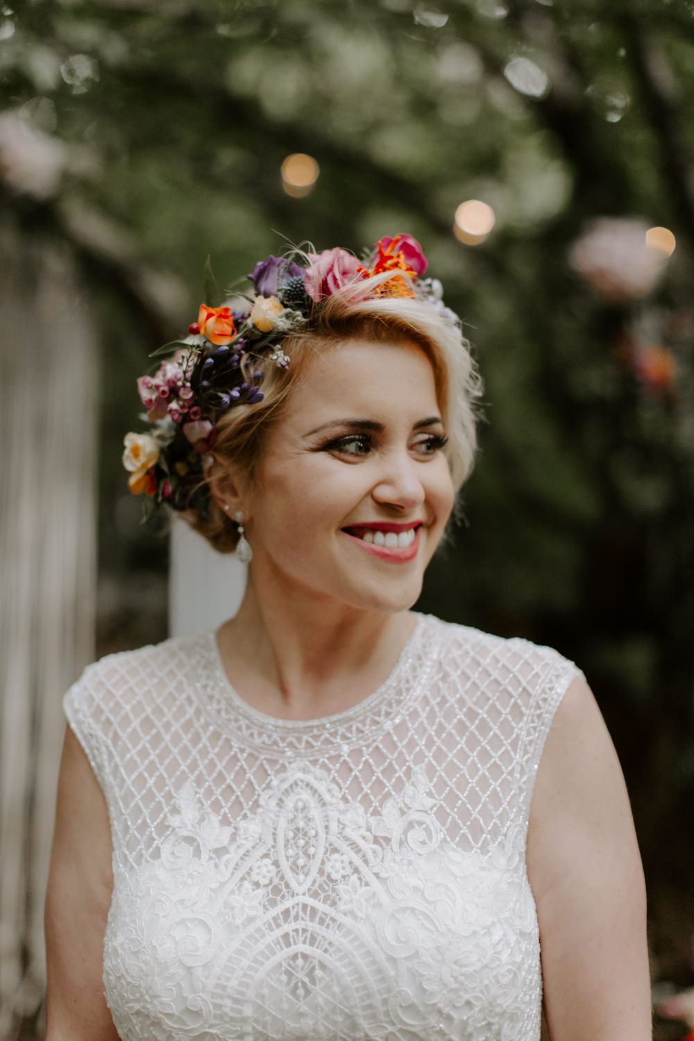 Bride Bridal Hair Style Up Do Flower Crown Dreys Wedding Grace & Mitch Photo & Film