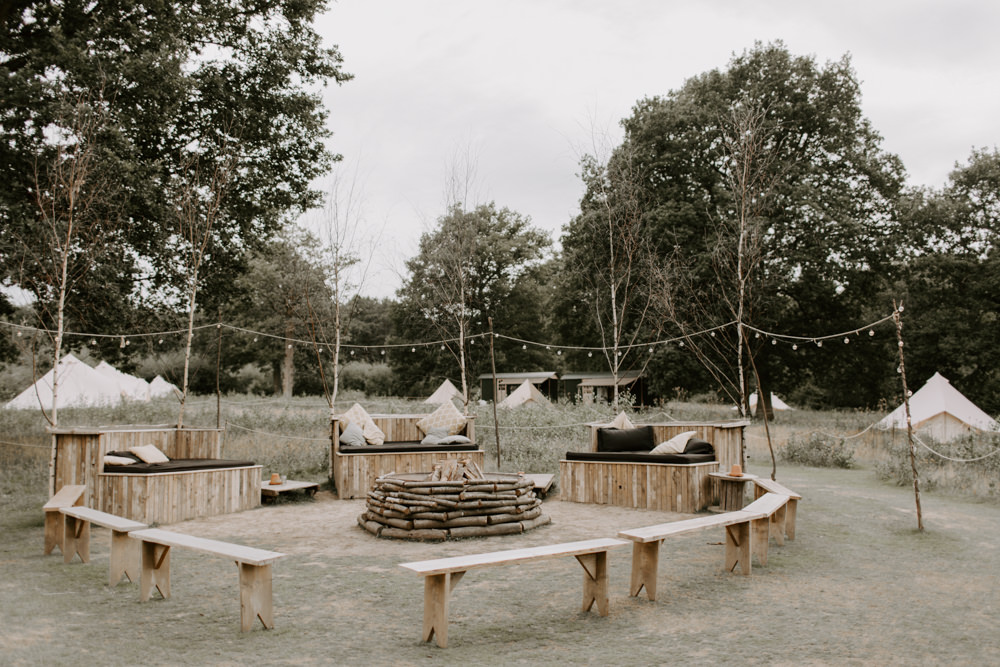 Outdoor Seating Area Festoon Lights Fire Pit Dreys Wedding Grace & Mitch Photo & Film