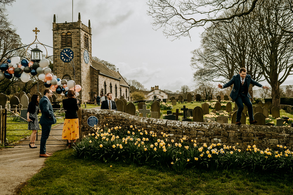 Lychgate Balloon Garland East Riddlesden Hall Wedding M and G Photographic