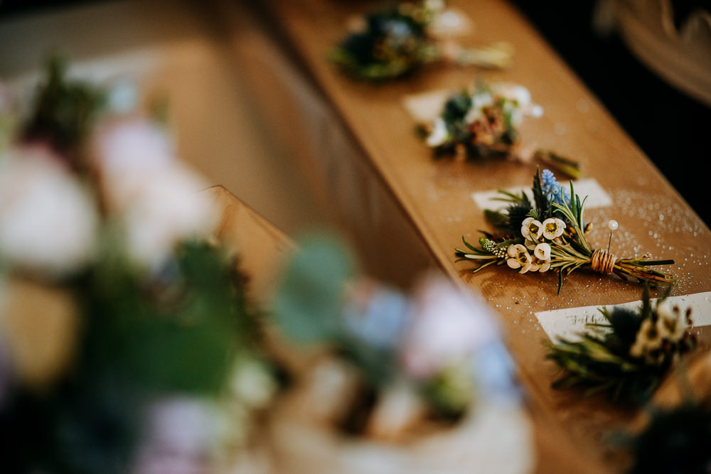 Wildflower Wheat Buttonhole Wax Flower East Riddlesden Hall Wedding M and G Photographic