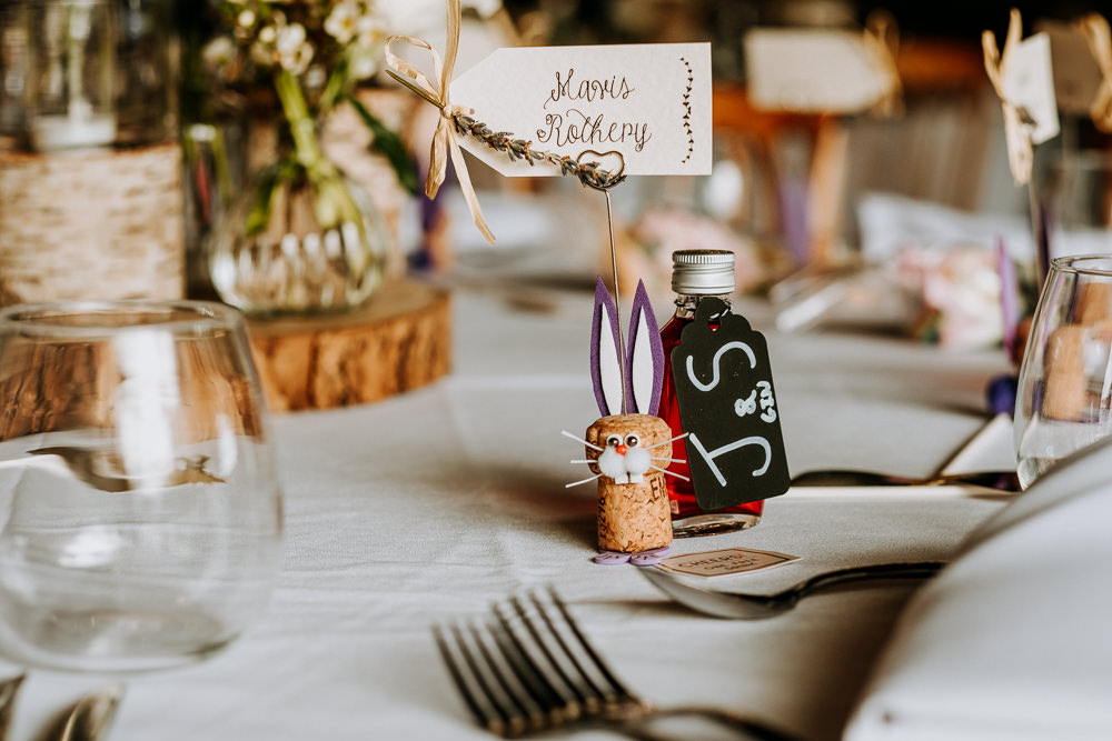 Cork Bunny Place Card East Riddlesden Hall Wedding M and G Photographic