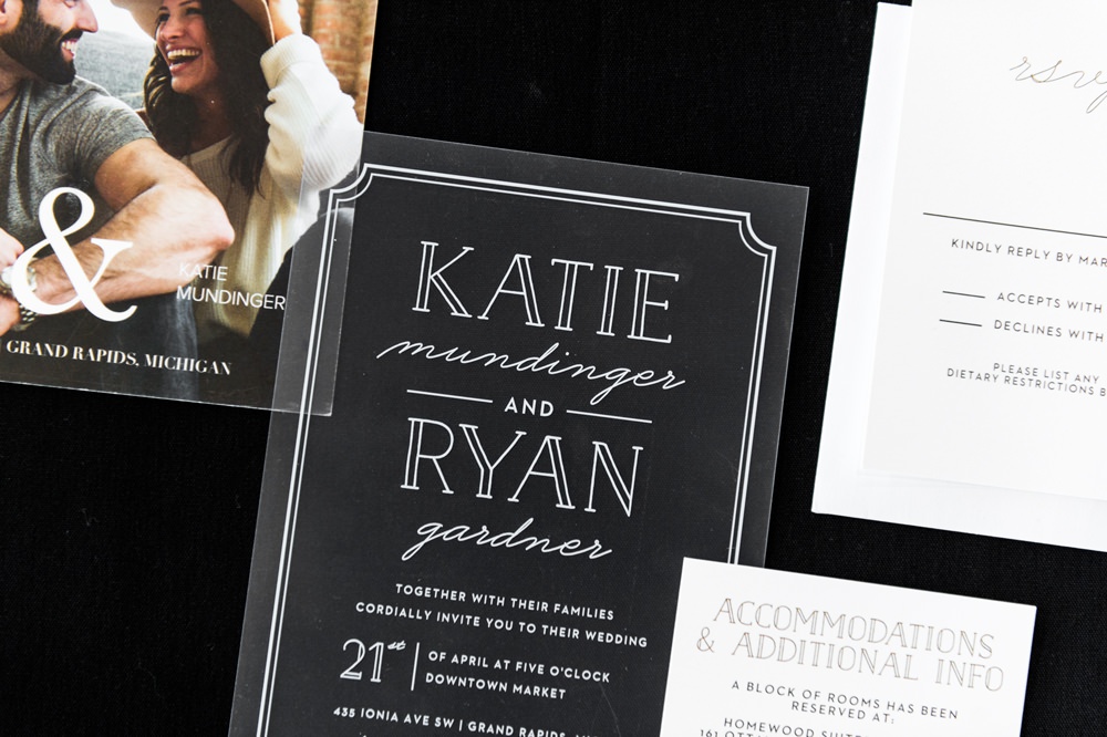 Stationery Invites Invitations Monochrome Greenhouse Michigan Wedding Jean Smith Photography