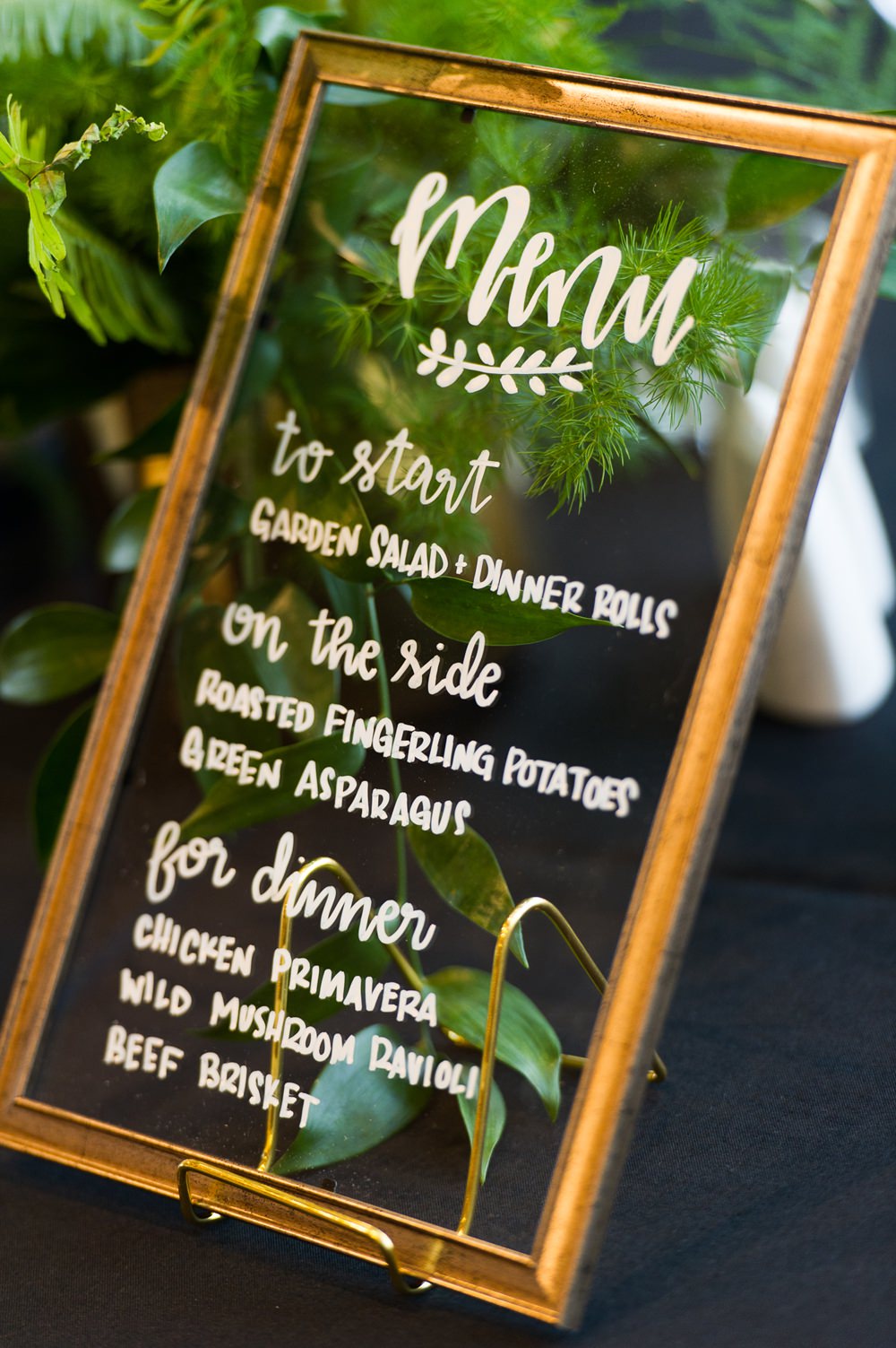 Mirror Menu Calligraphy Sign Greenhouse Michigan Wedding Jean Smith Photography