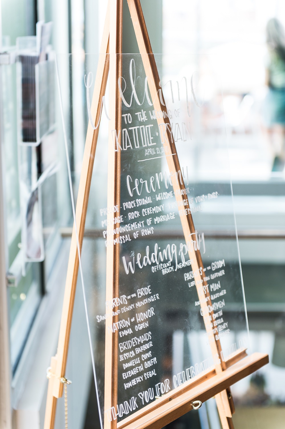 Clear Perspex Acrylic Sign Signage Welcome Greenhouse Michigan Wedding Jean Smith Photography