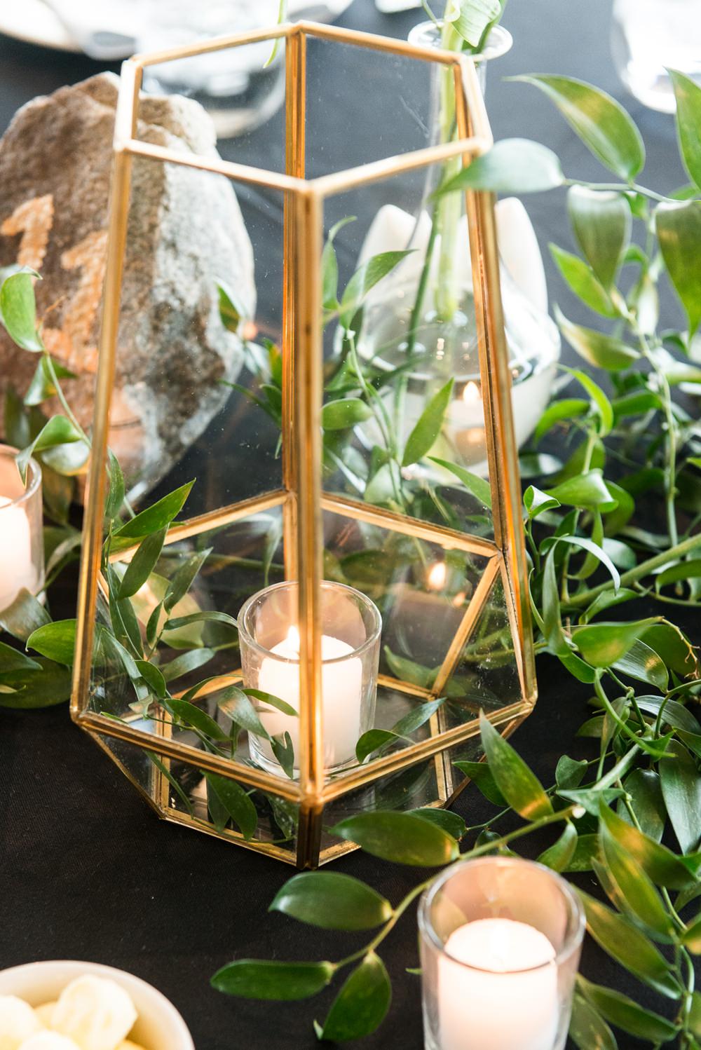 Terrarium Candle Greenery Foliage Greenhouse Michigan Wedding Jean Smith Photography