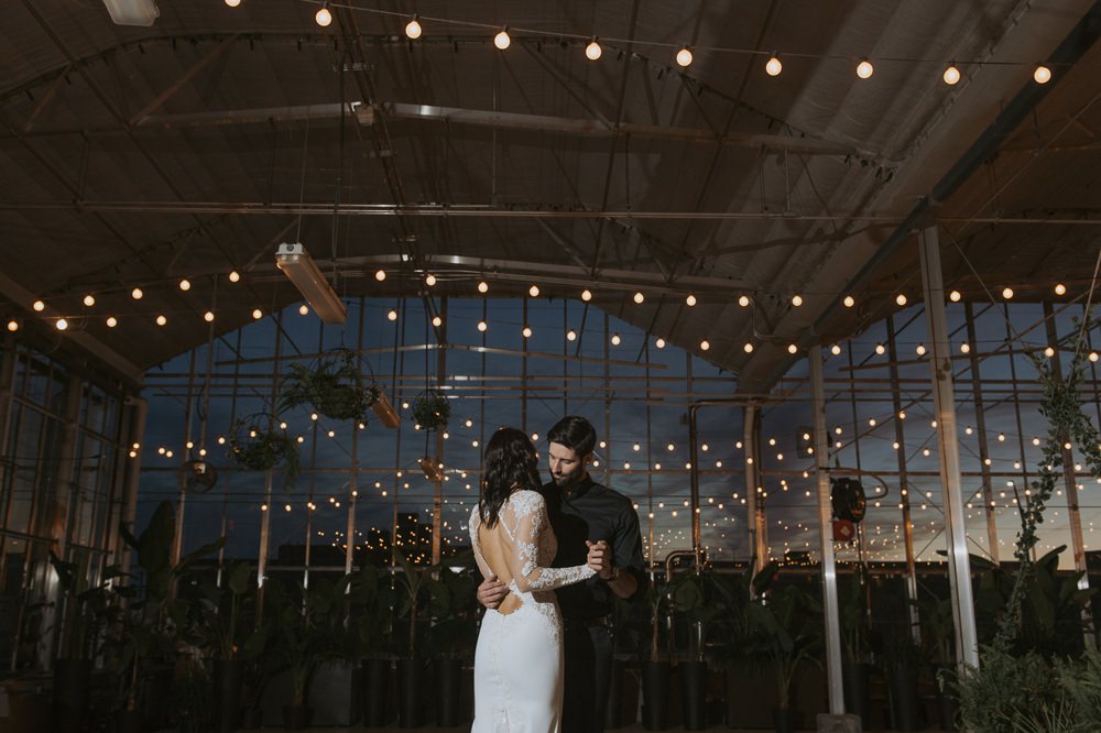 Festoon Lights Lighting Greenhouse Michigan Wedding Jean Smith Photography
