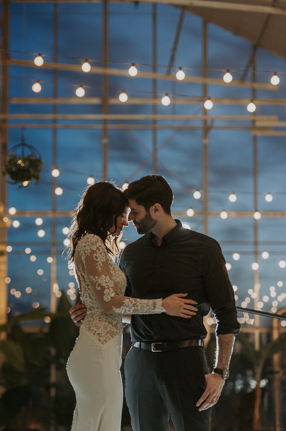 Festoon Lights Lighting Greenhouse Michigan Wedding Jean Smith Photography
