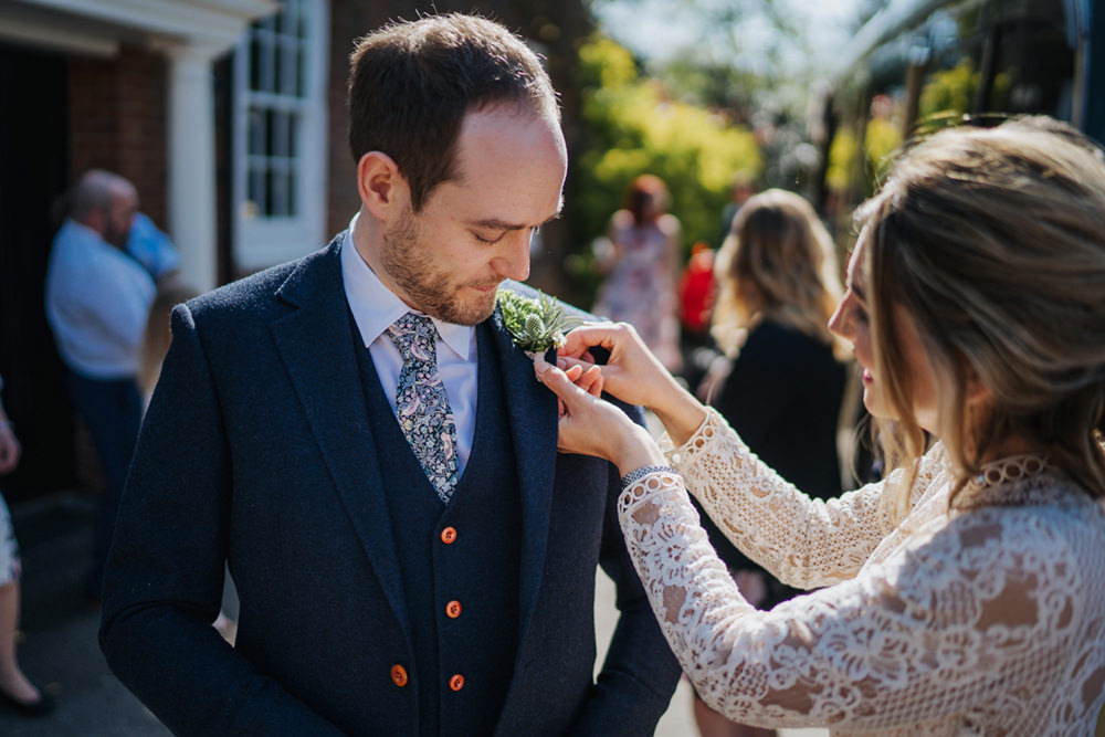 Groom Suit Navy Tweed Tie Greenhouse Wedding Kit Myers Photography