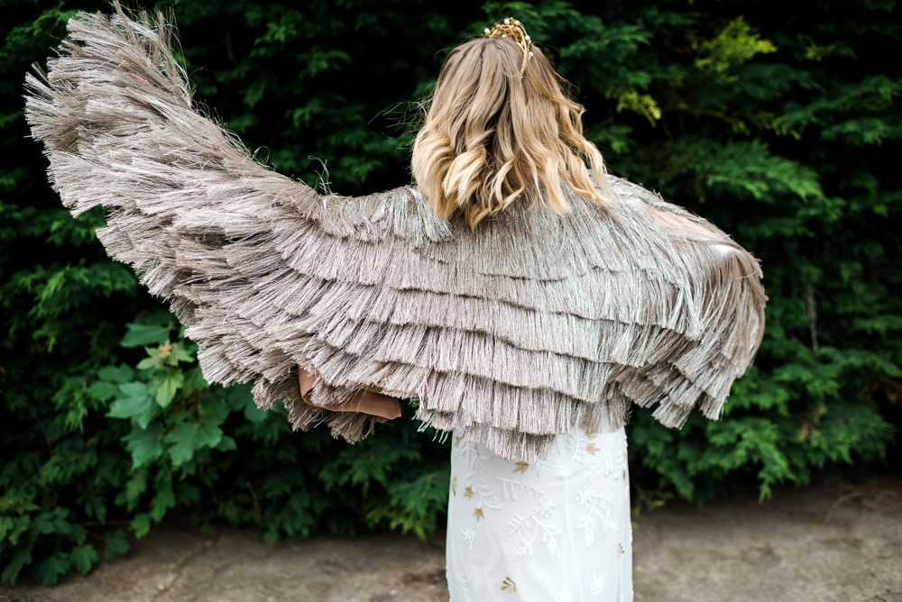 Bride Bridal Jacket Accessory Fringe Tassel Indie Wedding Ideas Kat Antos-Lewis Photography