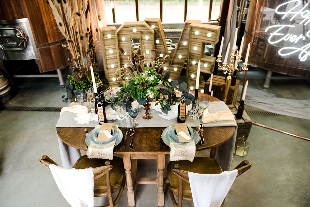 Table Tablescape Decor Decoration Flowers Candles Rustic Indie Wedding Ideas Kat Antos-Lewis Photography