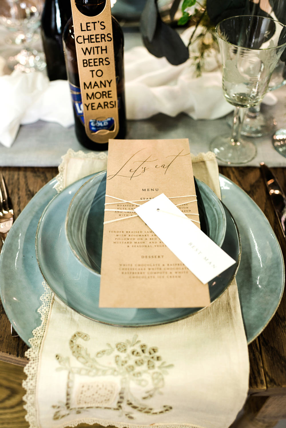 Place Setting Plate Decor Menu Place Name Tag Indie Wedding Ideas Kat Antos-Lewis Photography
