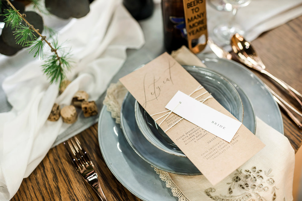 Place Setting Plate Decor Menu Place Name Tag Indie Wedding Ideas Kat Antos-Lewis Photography