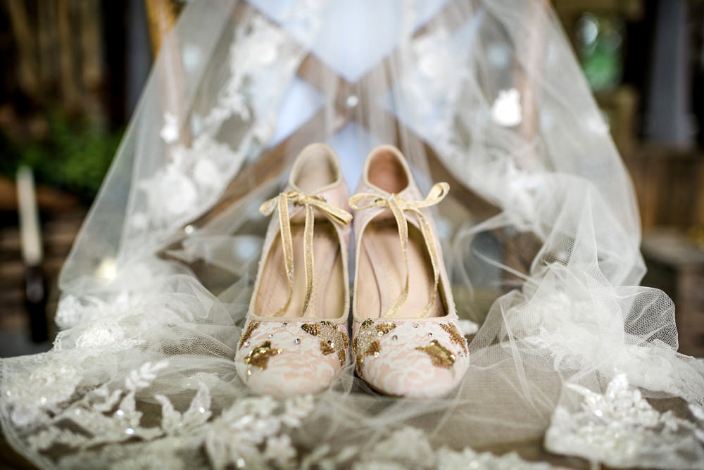 Bride Bridal Shoes Ribbon Stars Indie Wedding Ideas Kat Antos-Lewis Photography