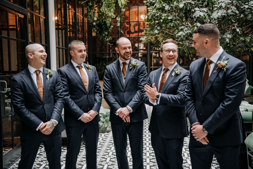 Navy Suit Groom Groomsmen Rust Tie Grey Waistcoat Manchester Wedding Kazooieloki Photography