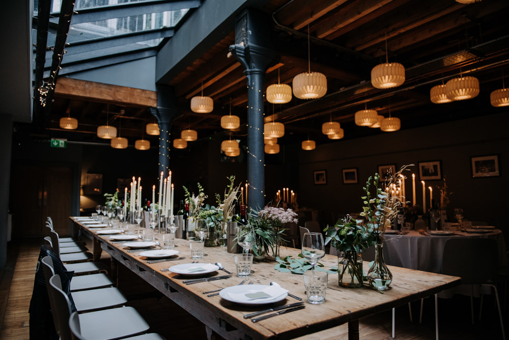 Table Setting Foliage Candlestick Manchester Wedding Kazooieloki Photography
