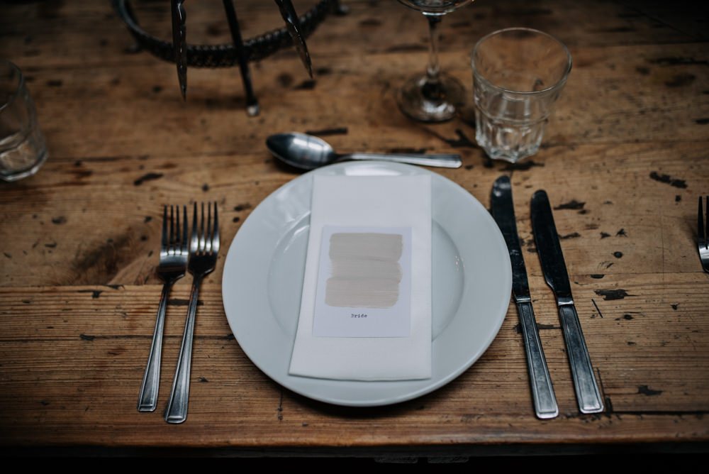 Place Card Paint Swatch Table Setting Manchester Wedding Kazooieloki Photography