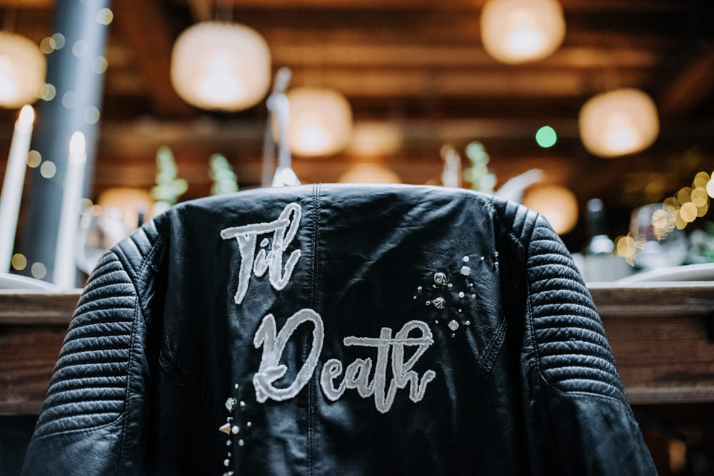 Til Death Leather Jacket Personalised Manchester Wedding Kazooieloki Photography