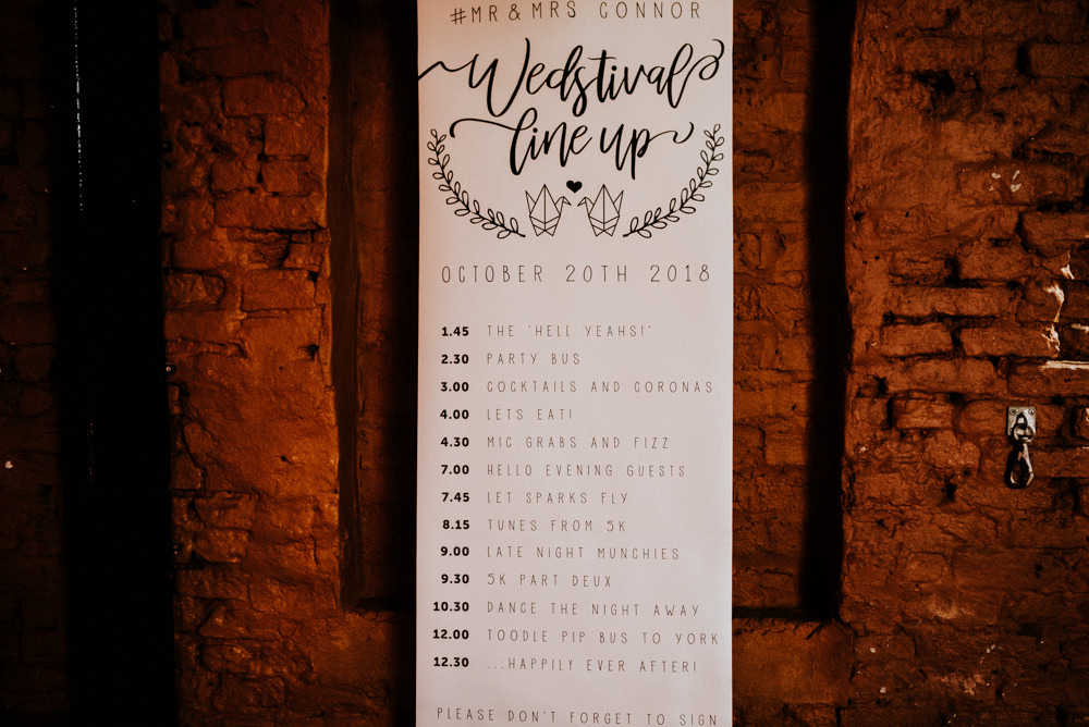 Sign Signage Signs Line Up Calligraphy Order of the Day Lettering Banner North Yorkshire Pub Wedding Shutter Go Click Photography