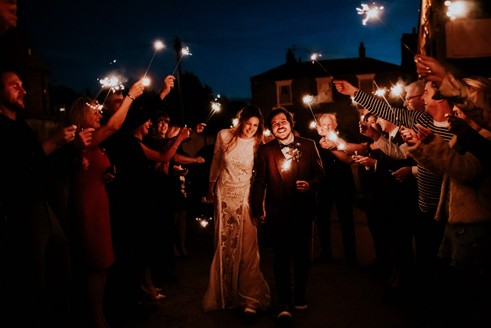 Sparklers Send Off Exit North Yorkshire Pub Wedding Shutter Go Click Photography