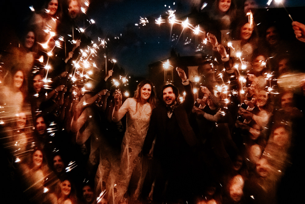 Sparklers Send Off Exit North Yorkshire Pub Wedding Shutter Go Click Photography