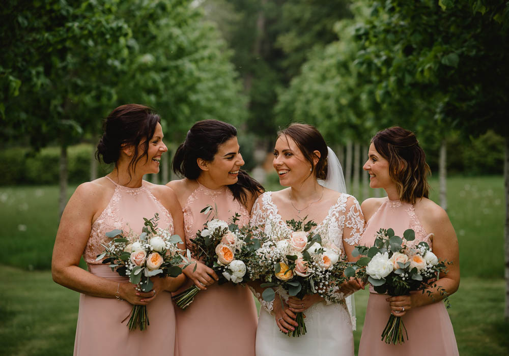 Blush Peach Bridesmaids Bridesmaid Dress Dresses Oxnead Hall Wedding Luis Holden Photography