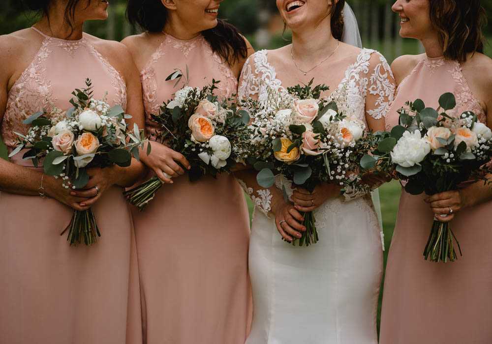 Bouquet Flowers Bride Bridal Peach Cream Peony Rose Bridesmaids Oxnead Hall Wedding Luis Holden Photography