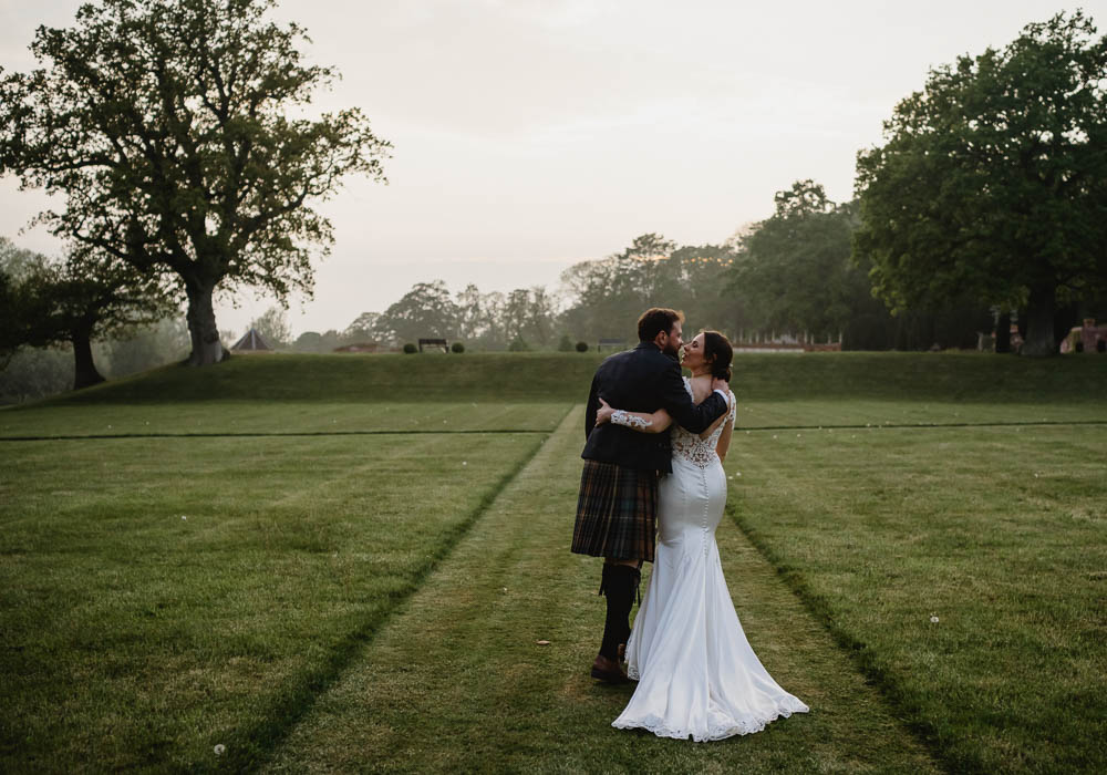 Dress Gown Bride Bridal Lace Sleeves Train Justin Alexander Oxnead Hall Wedding Luis Holden Photography