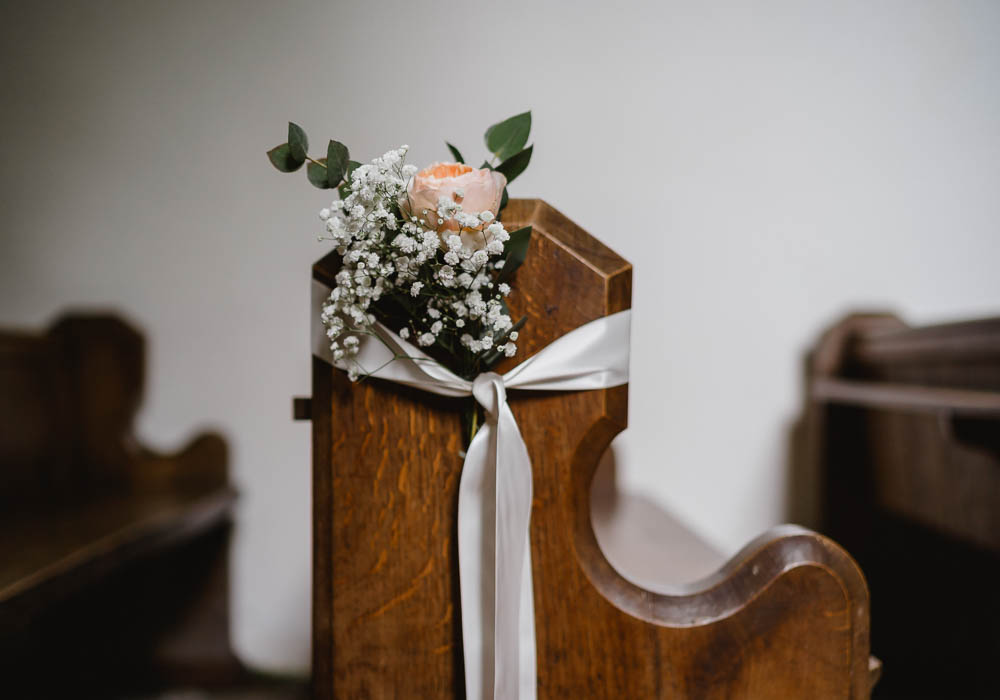 Pew End Flowers Aisle Decor Ribbon Oxnead Hall Wedding Luis Holden Photography