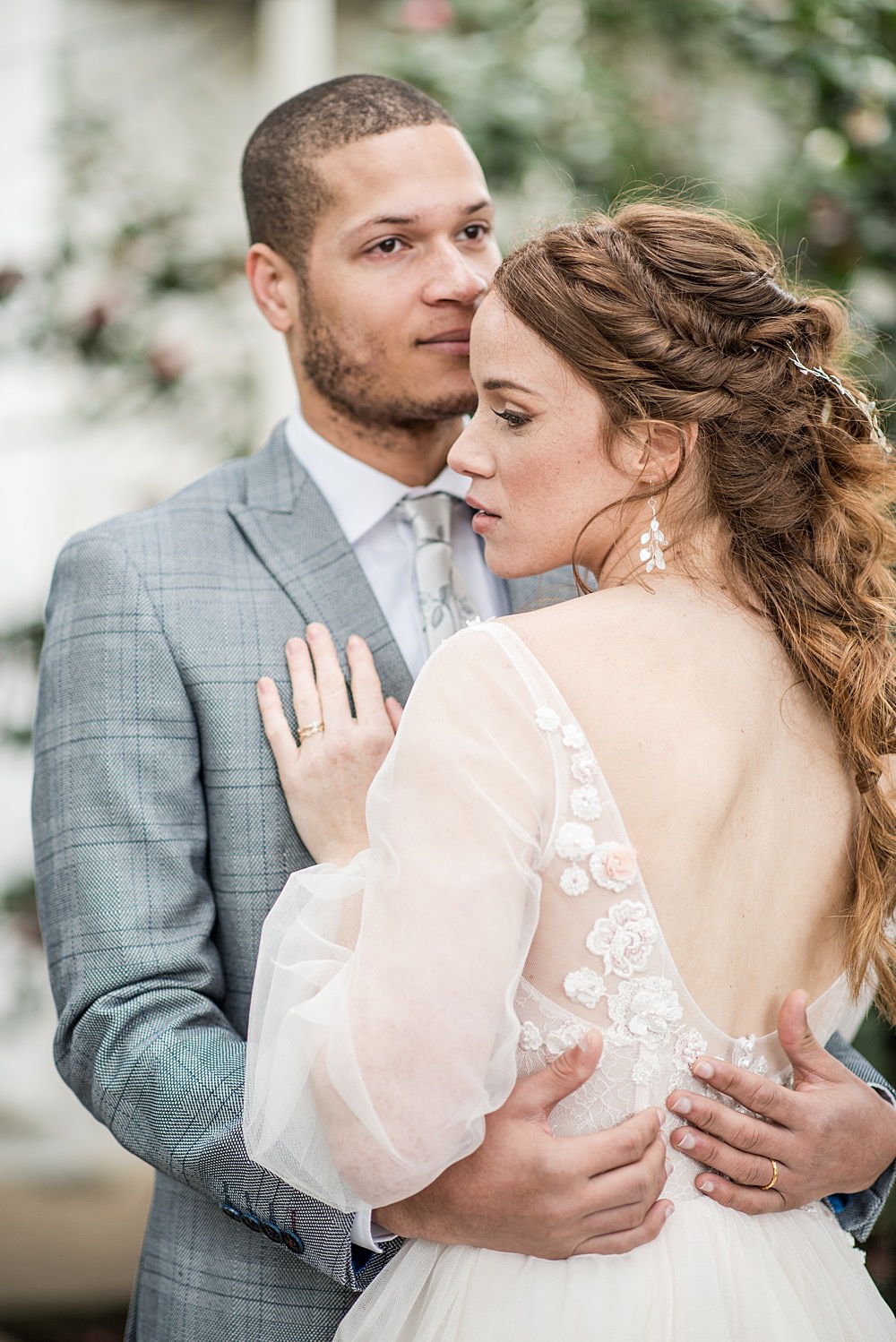 Bride Bridal Hair Style Up Do Half Up Half Down Plaits Braids Waves Peach Gold Wedding Ideas Jane Beadnell Photography