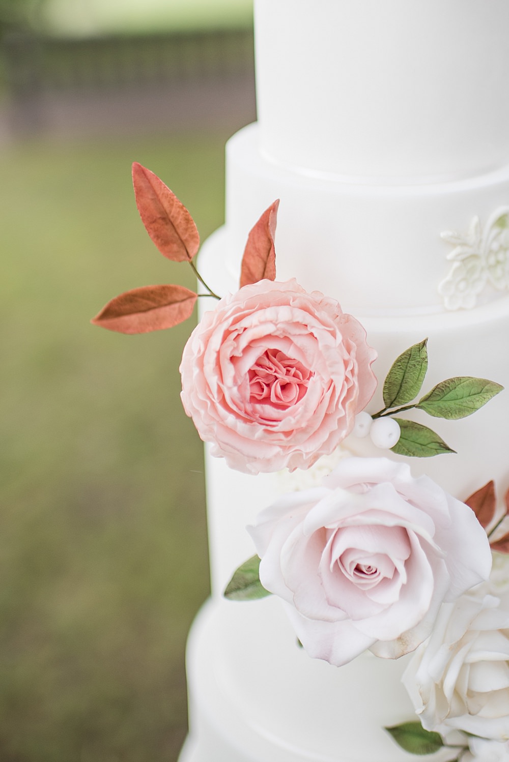 Flower Floral Cake Peach Gold Wedding Ideas Jane Beadnell Photography