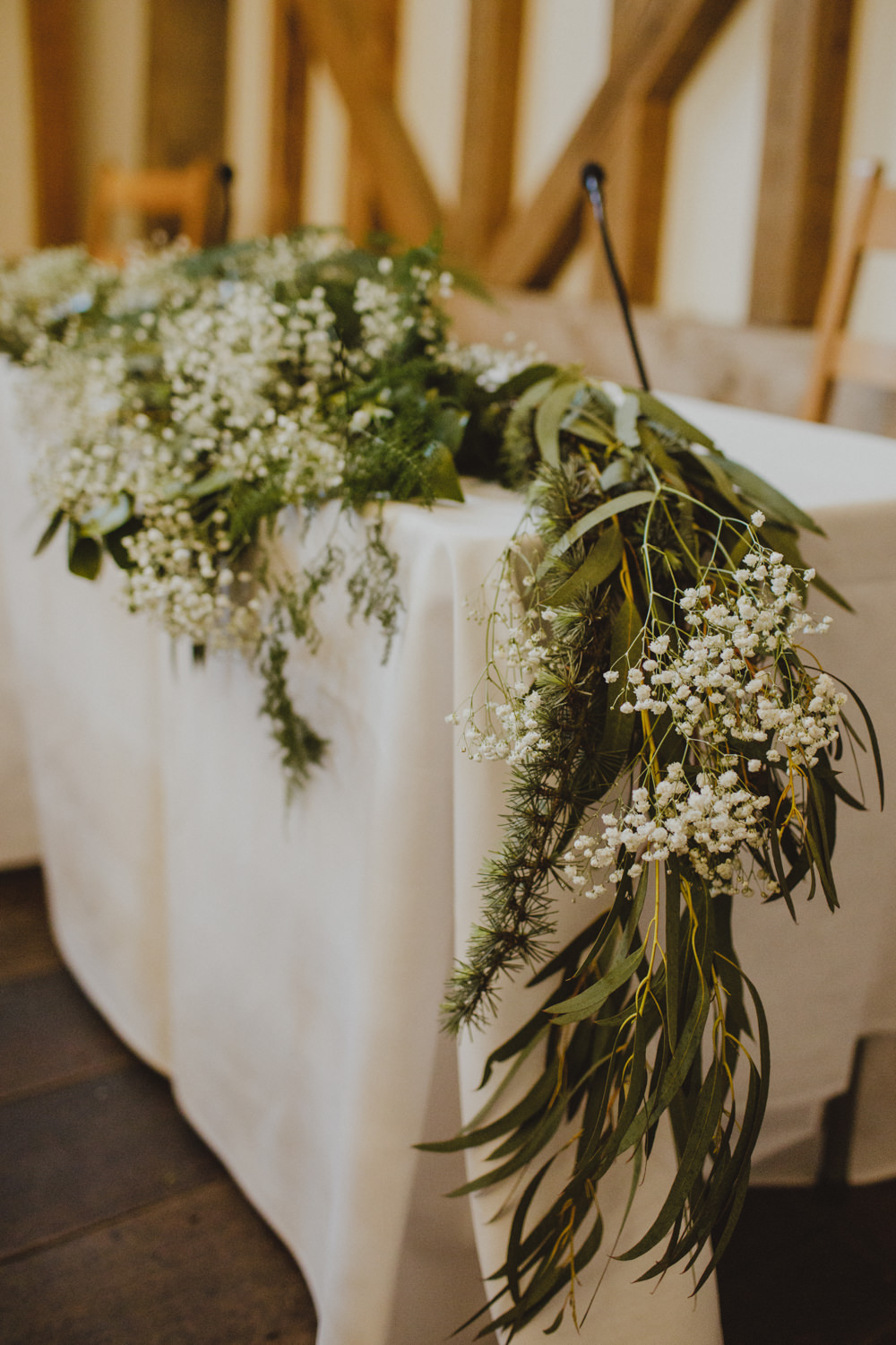 Greenery Foliage Eucalyptus Gypsophila Table Runner Garland Rustic Country Barn Wedding Photography34