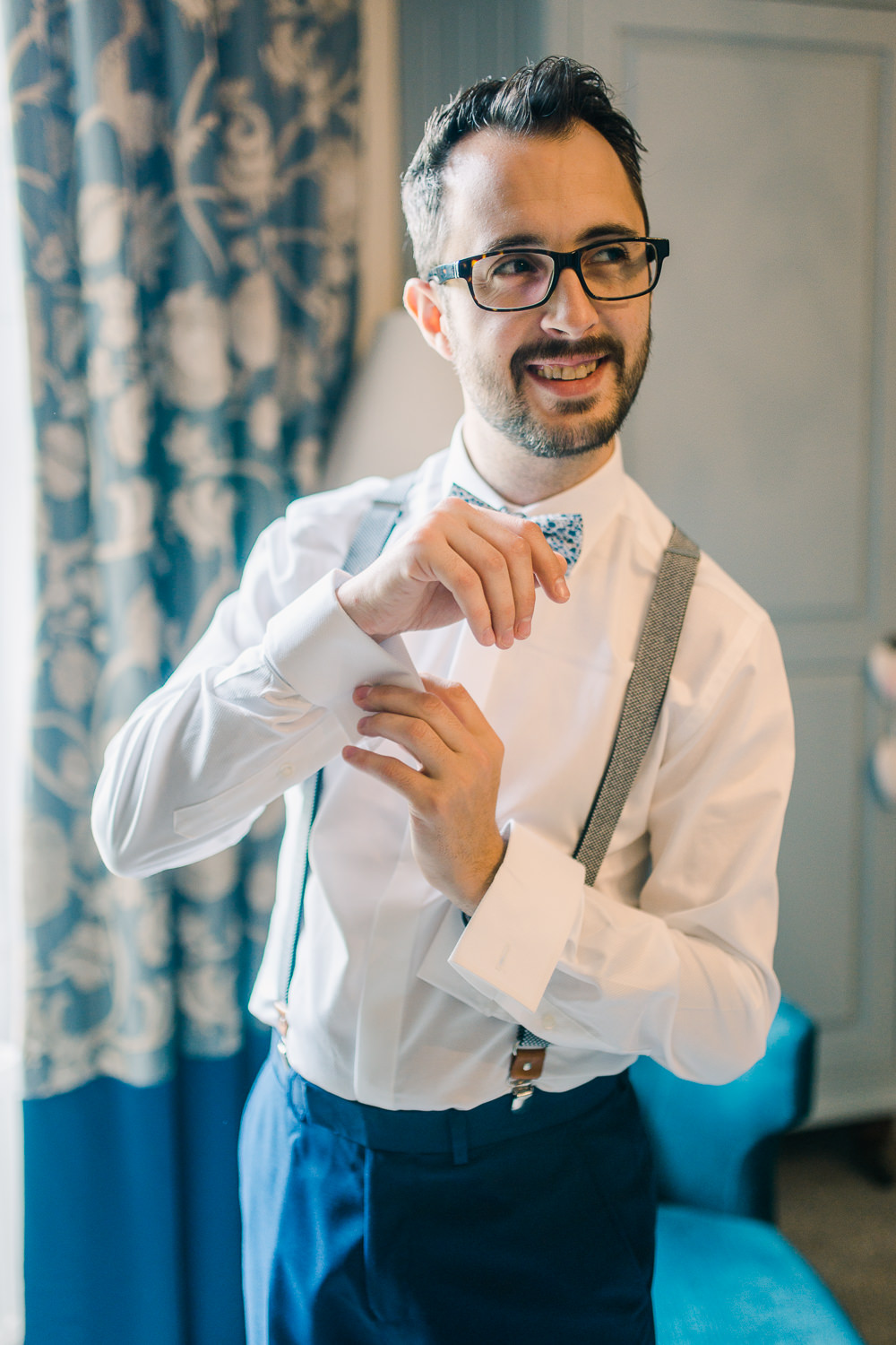 Groom Braces Bow Tie Saltmarshe Hall Wedding Jessica Davies Photography