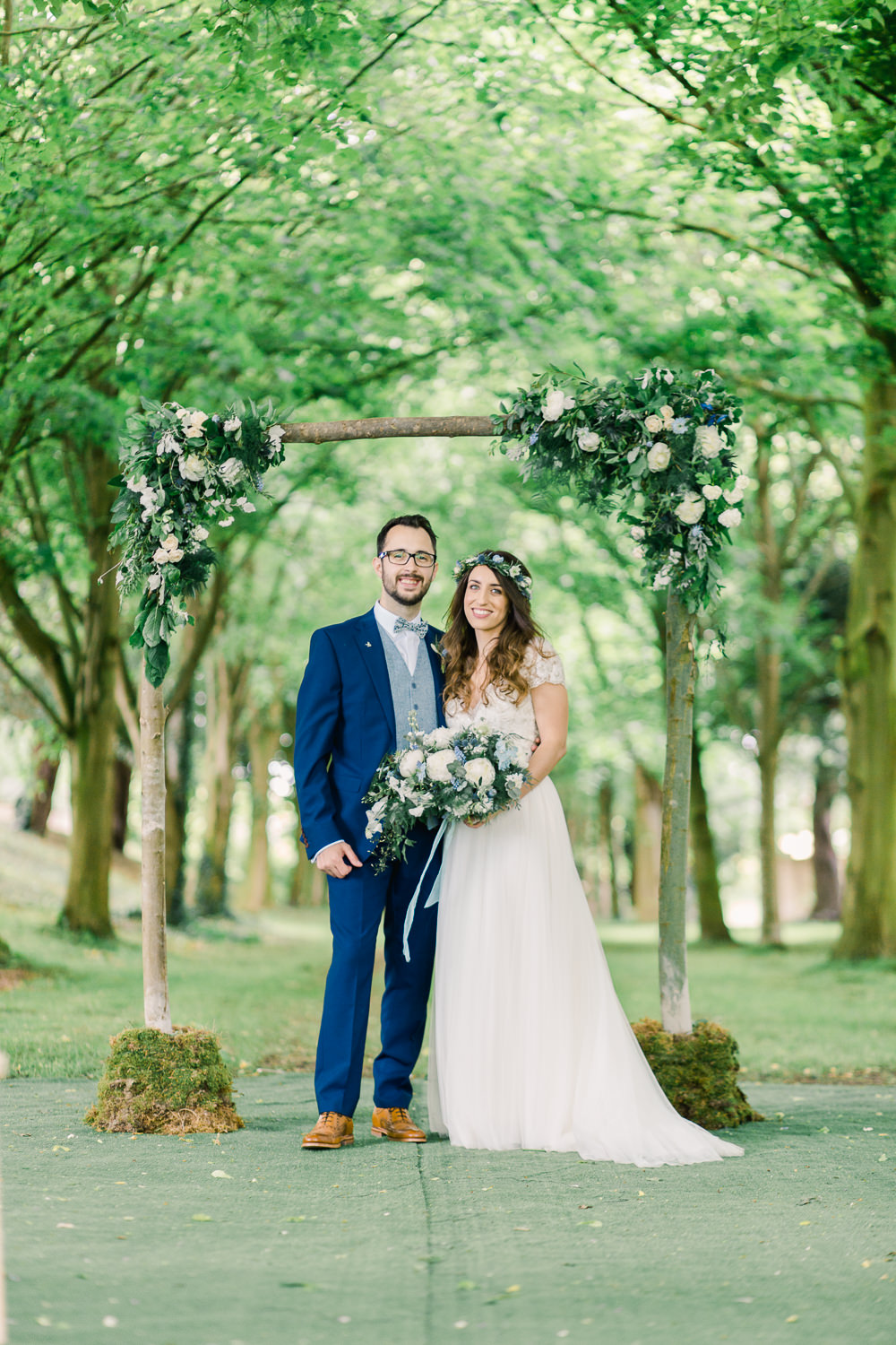 Flower Arch Arbour Ceremony Aisle Backdrop Greenery Foliage Saltmarshe Hall Wedding Jessica Davies Photography