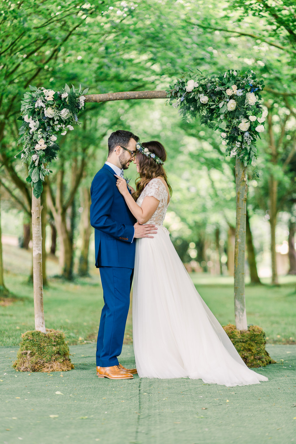 Flower Arch Arbour Ceremony Aisle Backdrop Greenery Foliage Saltmarshe Hall Wedding Jessica Davies Photography