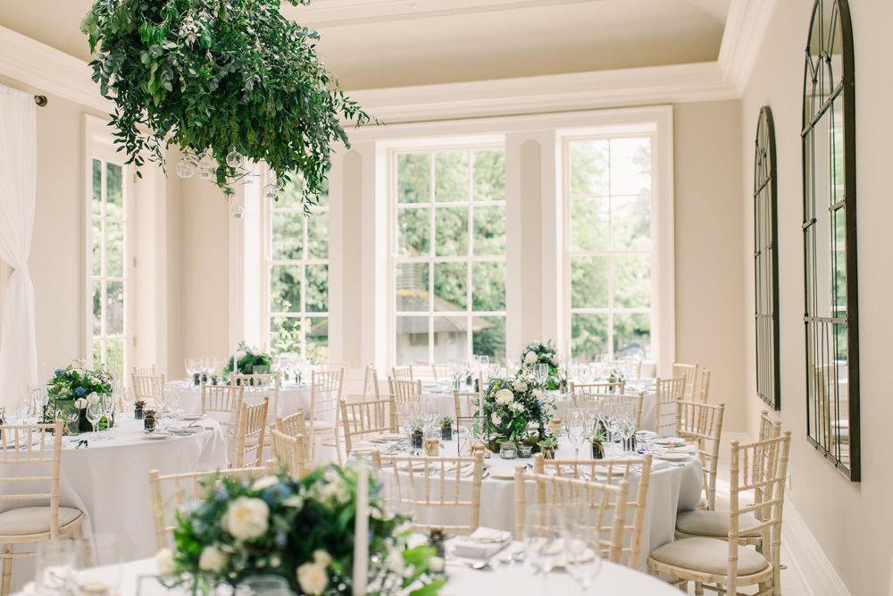 Hanging Foliage Greenery Cloud Suspended Floral Reception Room Decor Venue Decoration Saltmarshe Hall Wedding Jessica Davies Photography