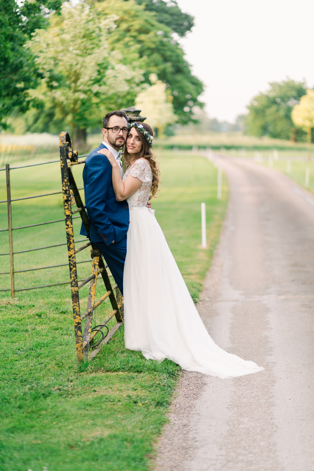 Bride Bridal Dress Gown Lace Top Back Cap Sleeves Tulle Skirt Saltmarshe Hall Wedding Jessica Davies Photography