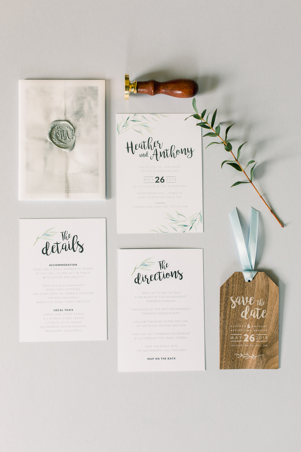 Stationery Invite Invitation Calligraphy Botanical Wax Seal Saltmarshe Hall Wedding Jessica Davies Photography